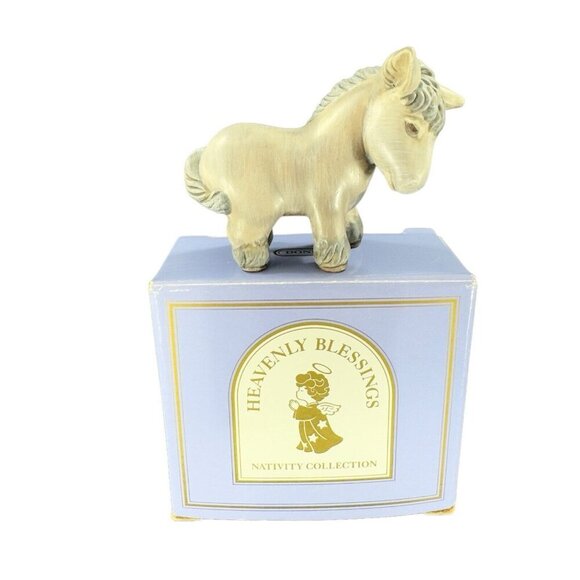 1986 Avon Heavenly Blessings Donkey Figurine Christmas Holiday Nativity W Box - Picture 1 of 16